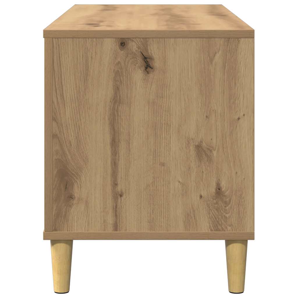 kézműves tölgy színű szerelt fa hanglemezszekrény 100x38x48 cm