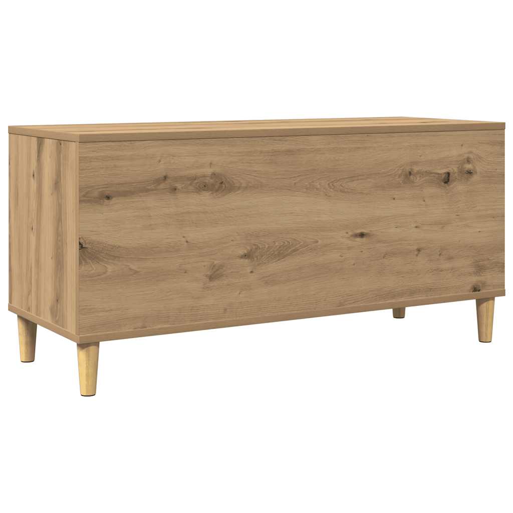 kézműves tölgy színű szerelt fa hanglemezszekrény 100x38x48 cm