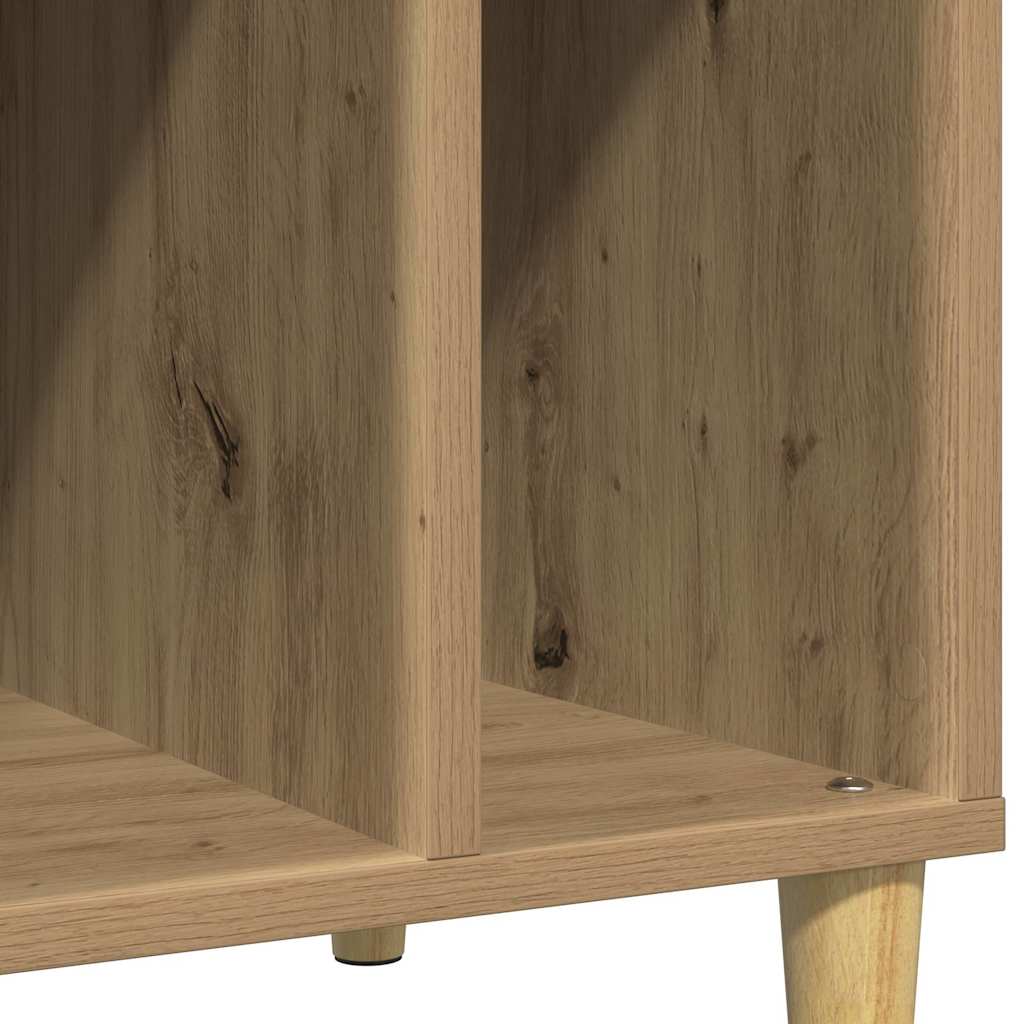 kézműves tölgy színű szerelt fa hanglemezszekrény 100x38x48 cm