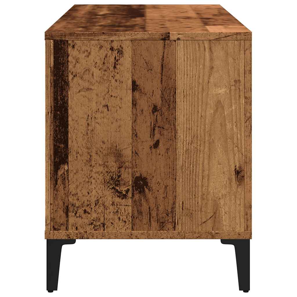 antik fa színű szerelt fa hanglemezszekrény 100 x 38 x 48 cm