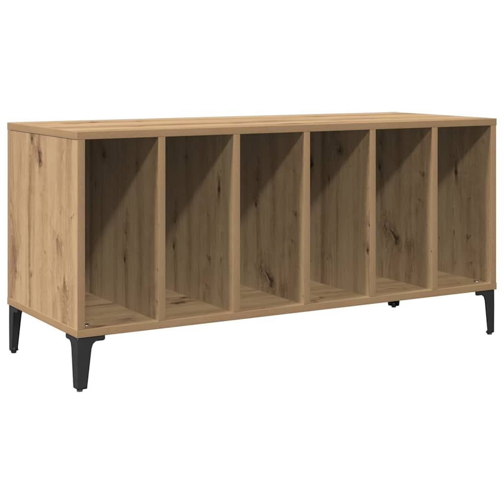 kézműves tölgy színű szerelt fa hanglemezszekrény 100x38x48 cm
