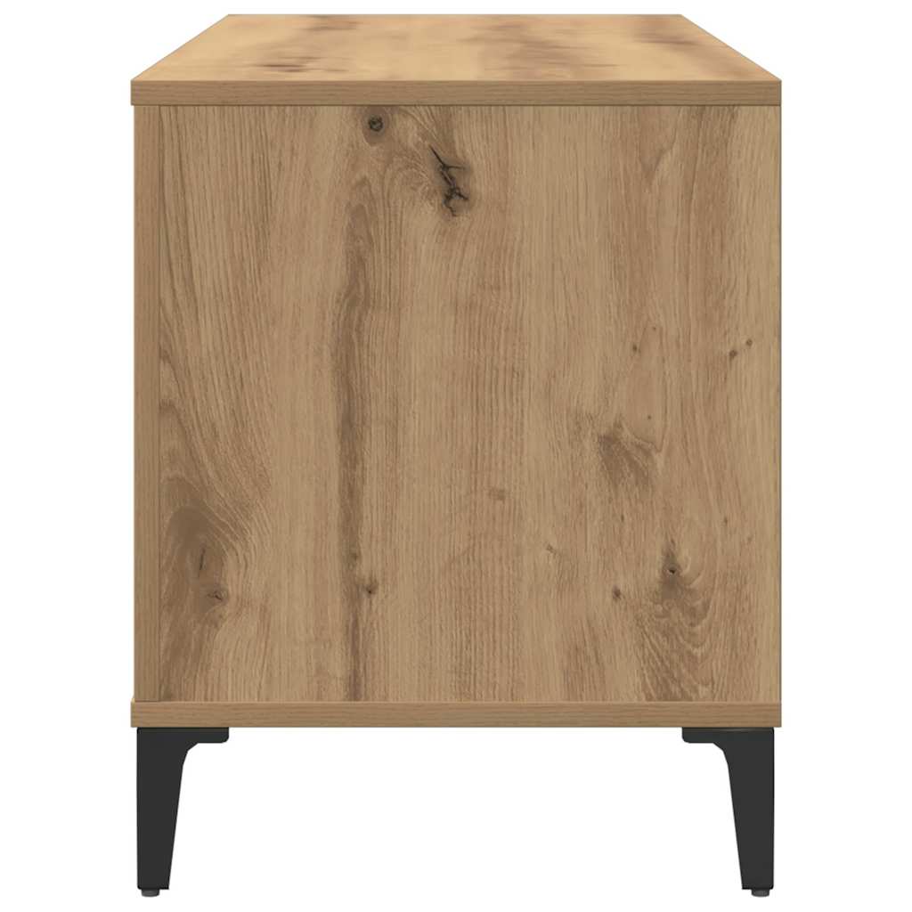 kézműves tölgy színű szerelt fa hanglemezszekrény 100x38x48 cm