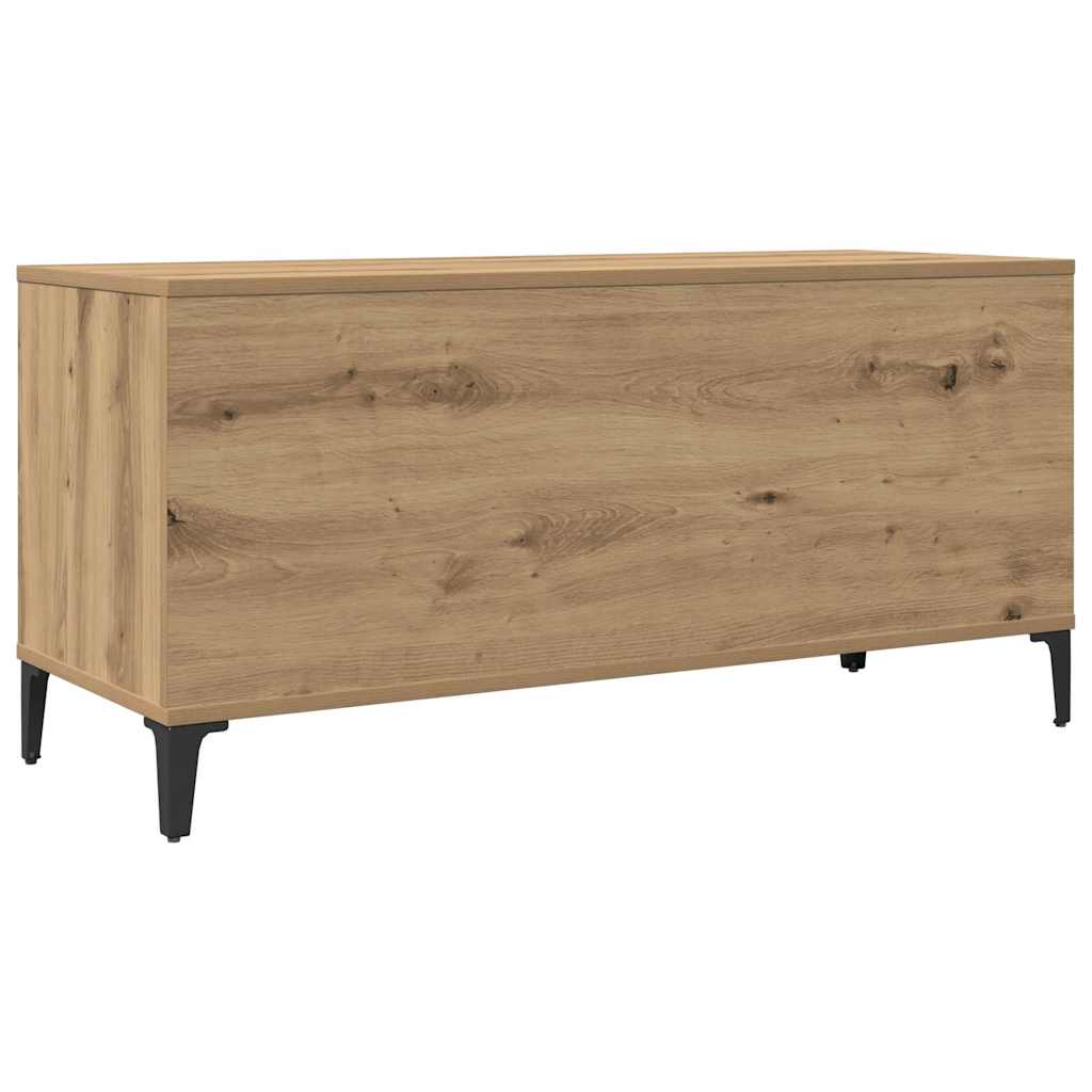 kézműves tölgy színű szerelt fa hanglemezszekrény 100x38x48 cm