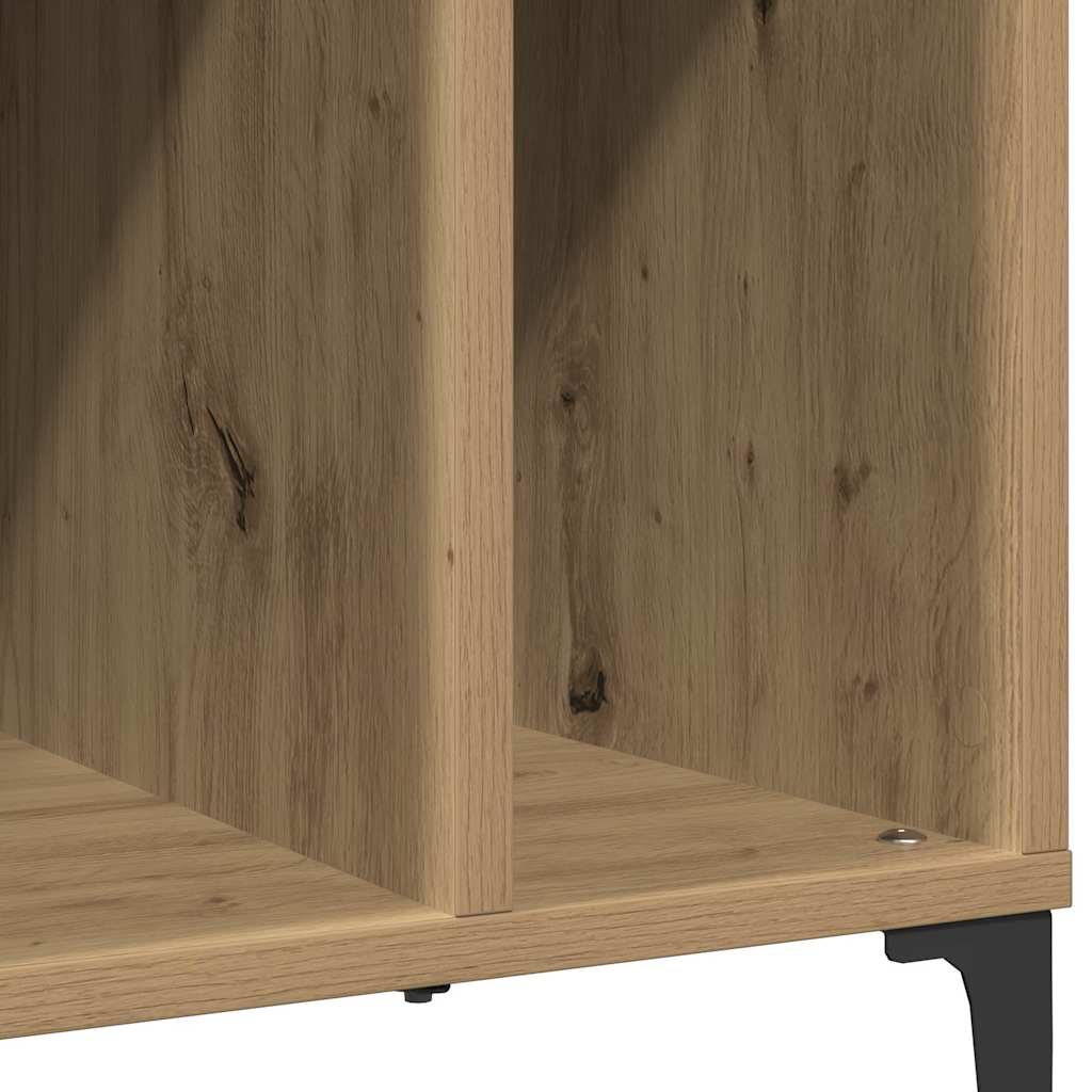 kézműves tölgy színű szerelt fa hanglemezszekrény 100x38x48 cm