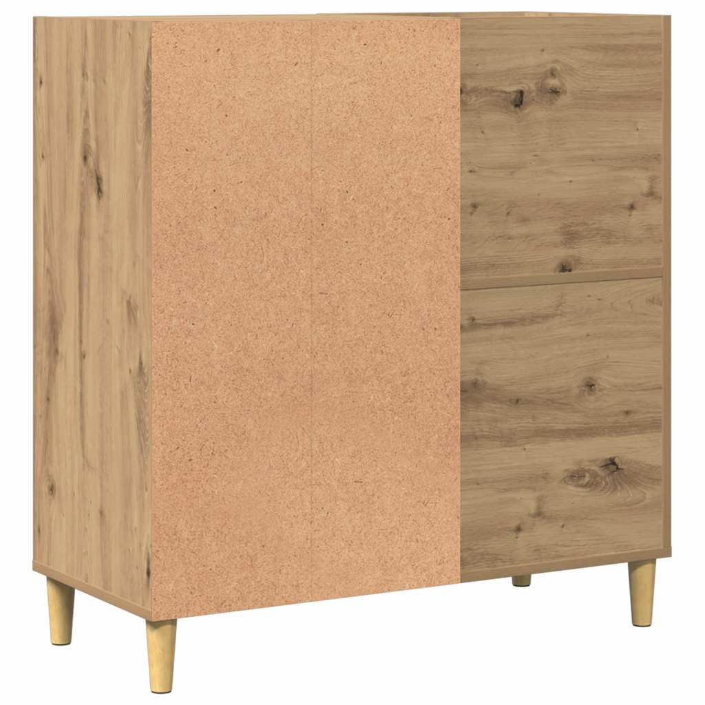 kézműves tölgy színű szerelt fa hanglemezszekrény 84,5x38x89 cm