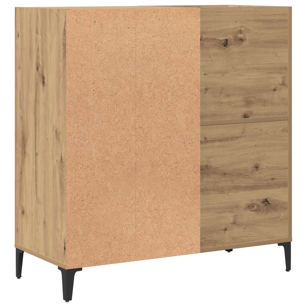 kézműves tölgy színű szerelt fa hanglemezszekrény 84,5x38x89 cm