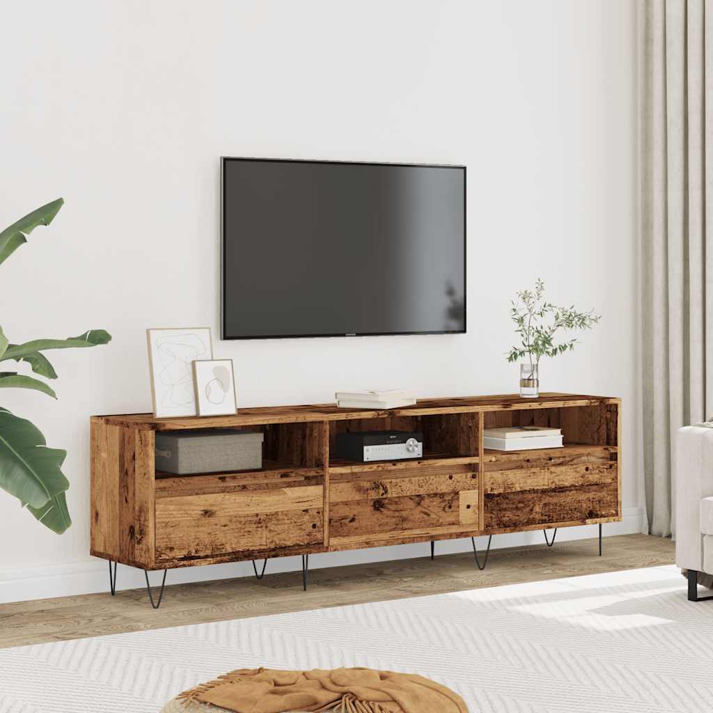 antik fa színű szerelt fa TV-szekrény 150 x 30 x 44,5 cm