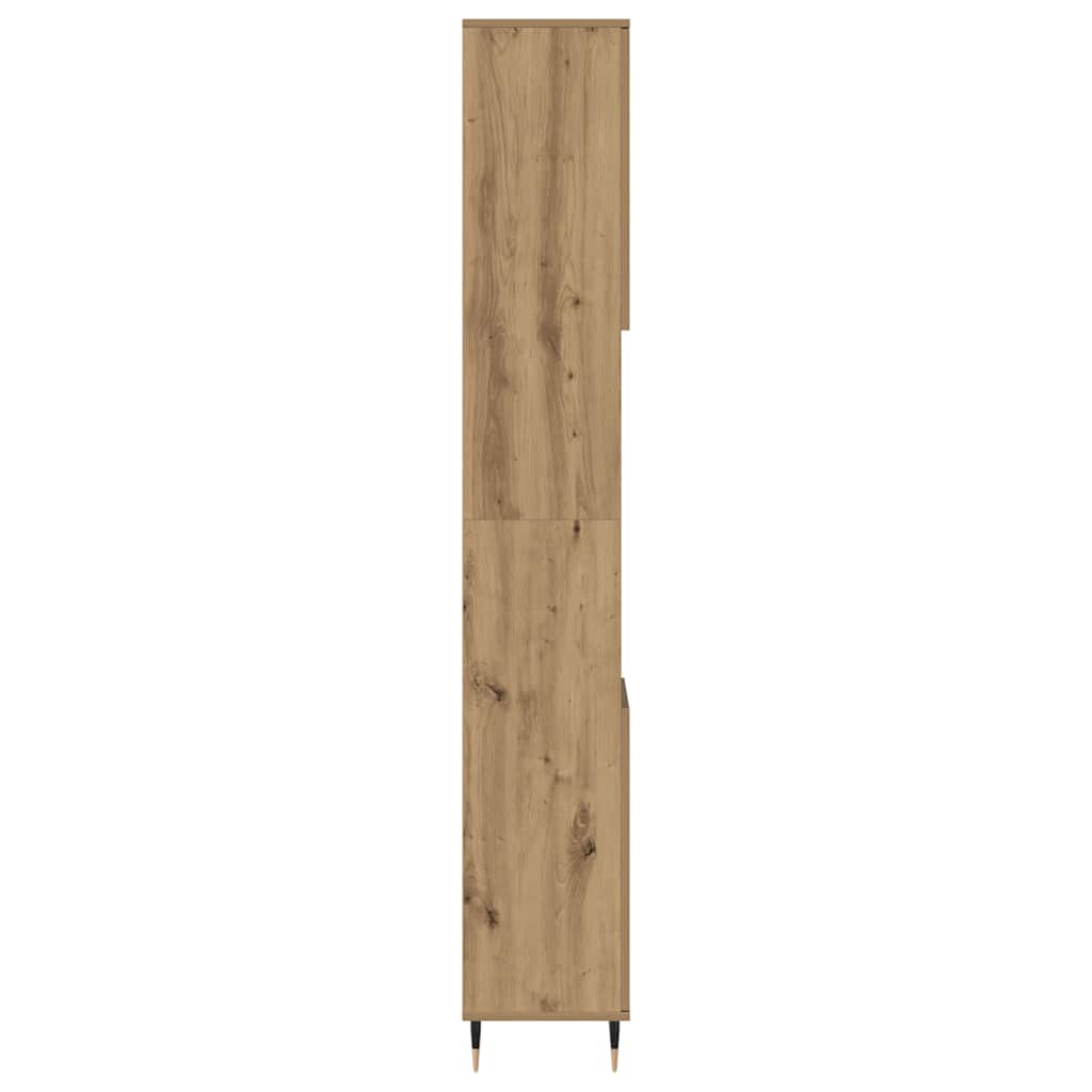 kézműves tölgy színű szerelt fa fürdőszobaszekrény 30x30x190 cm