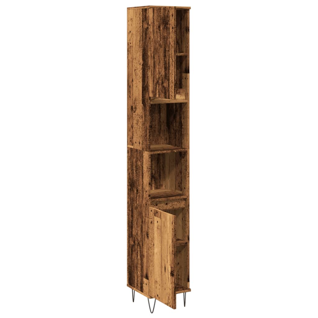 antik fa színű szerelt fa fürdőszobaszekrény 30 x 30 x 190 cm