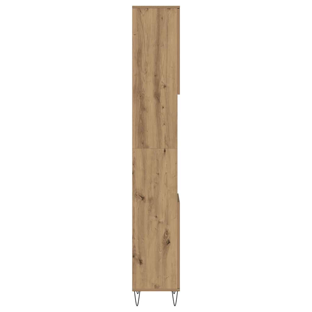 kézműves tölgy színű szerelt fa fürdőszobaszekrény 30x30x190 cm