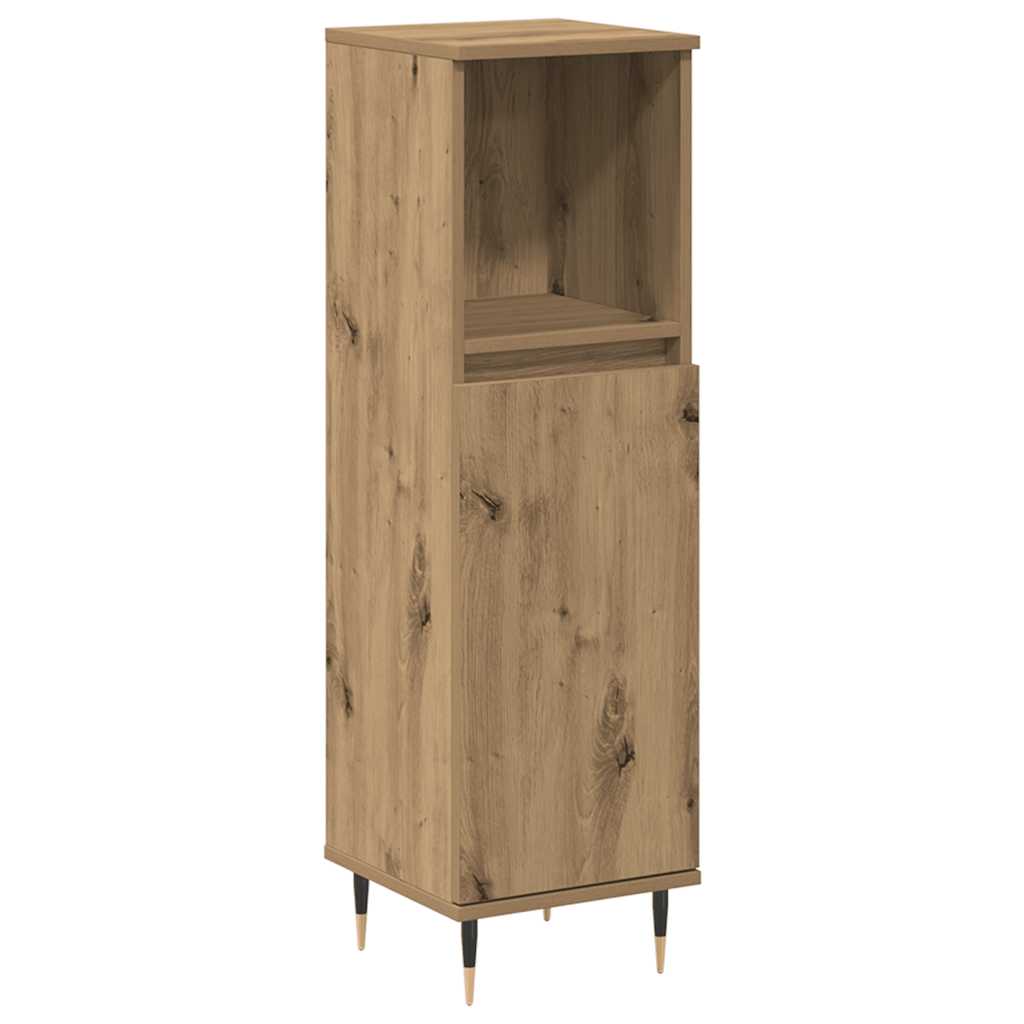 kézműves tölgy színű szerelt fa fürdőszobaszekrény 30x30x100 cm