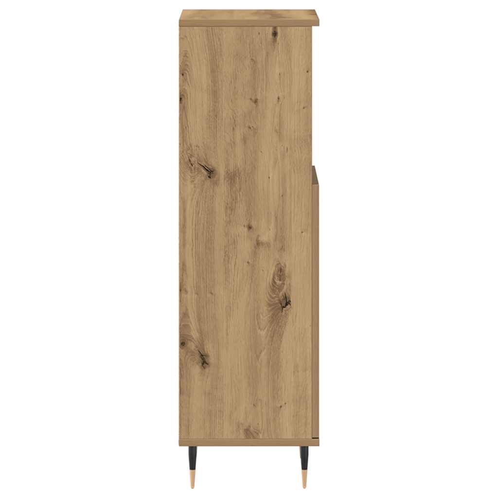 kézműves tölgy színű szerelt fa fürdőszobaszekrény 30x30x100 cm