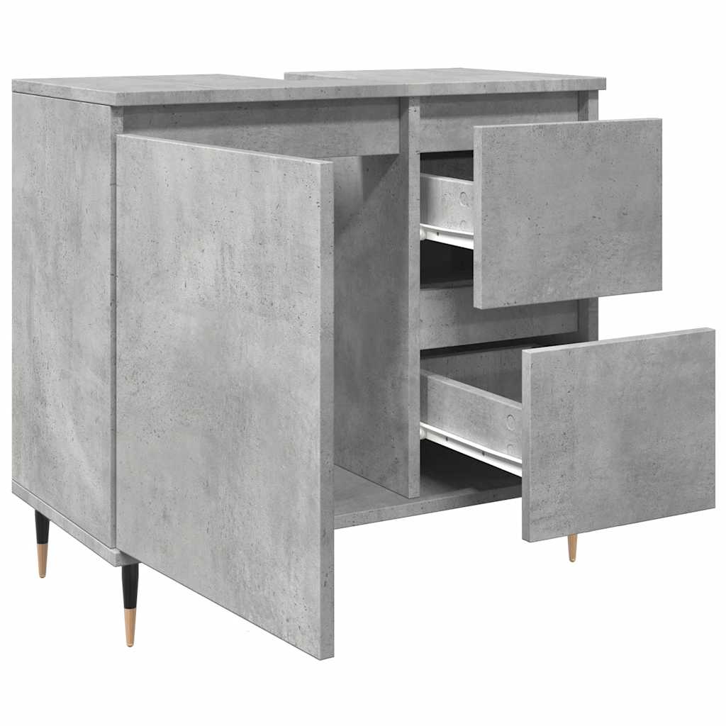 betonszürke szerelt fa fürdőszobaszekrény 65 x 33 x 60 cm