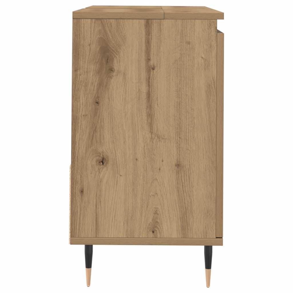 kézműves tölgy színű szerelt fa fürdőszobaszekrény 65x33x60 cm