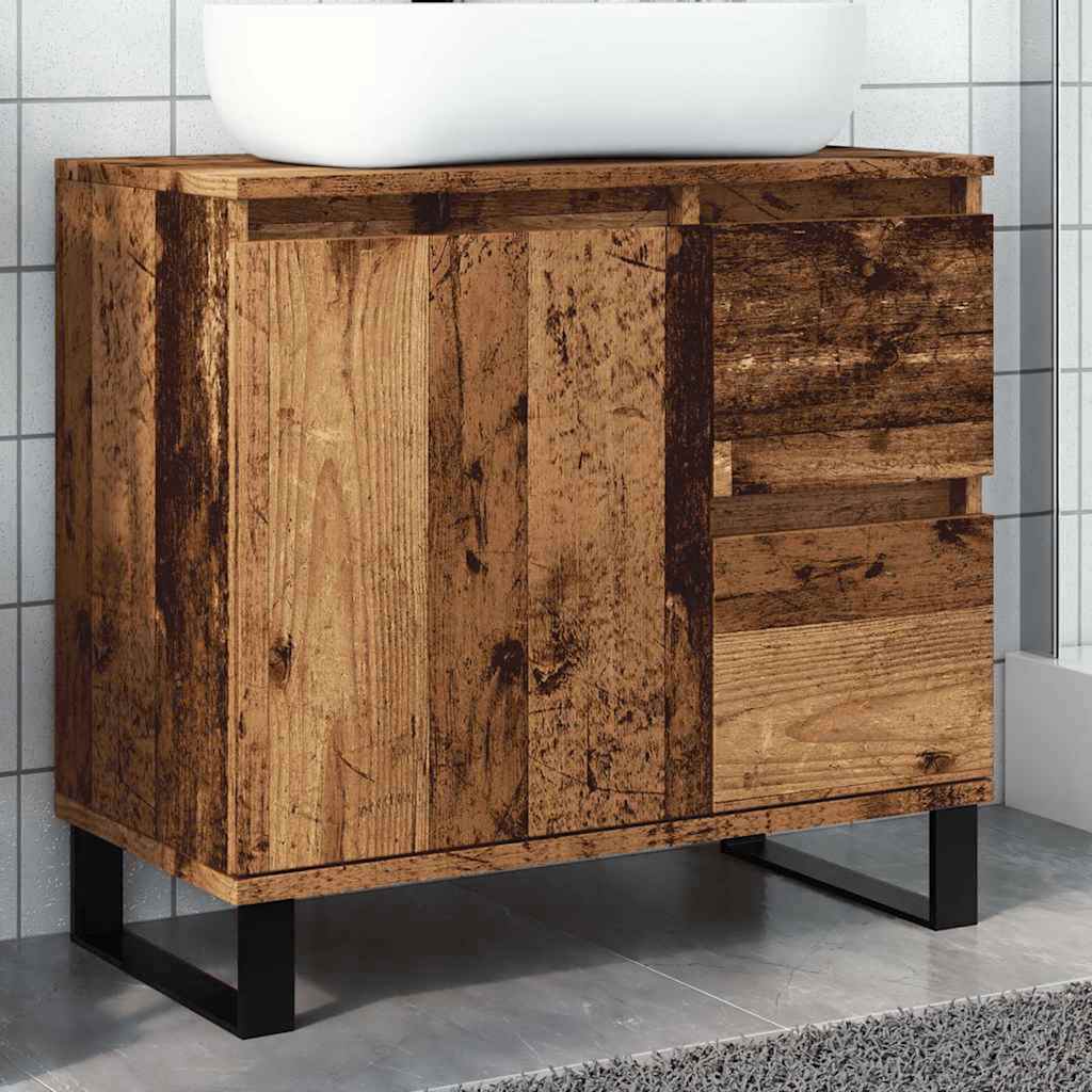 antik fa színű szerelt fa mosdószekrény 65 x 33 x 60 cm