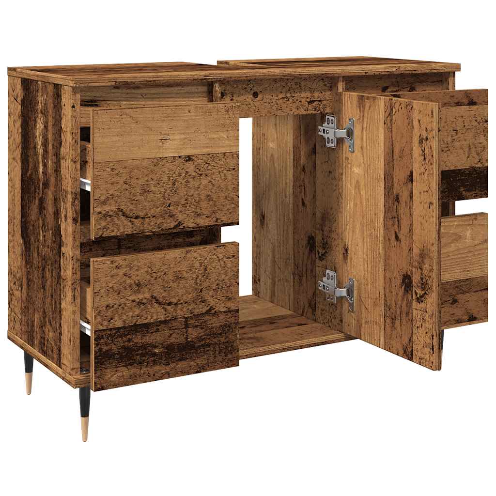 antik fa színű szerelt fa mosdószekrény 80 x 33 x 60 cm