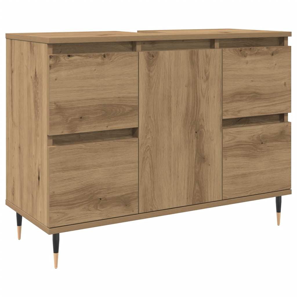 kézműves tölgy színű szerelt fa mosdószekrény 80 x 33 x 60 cm
