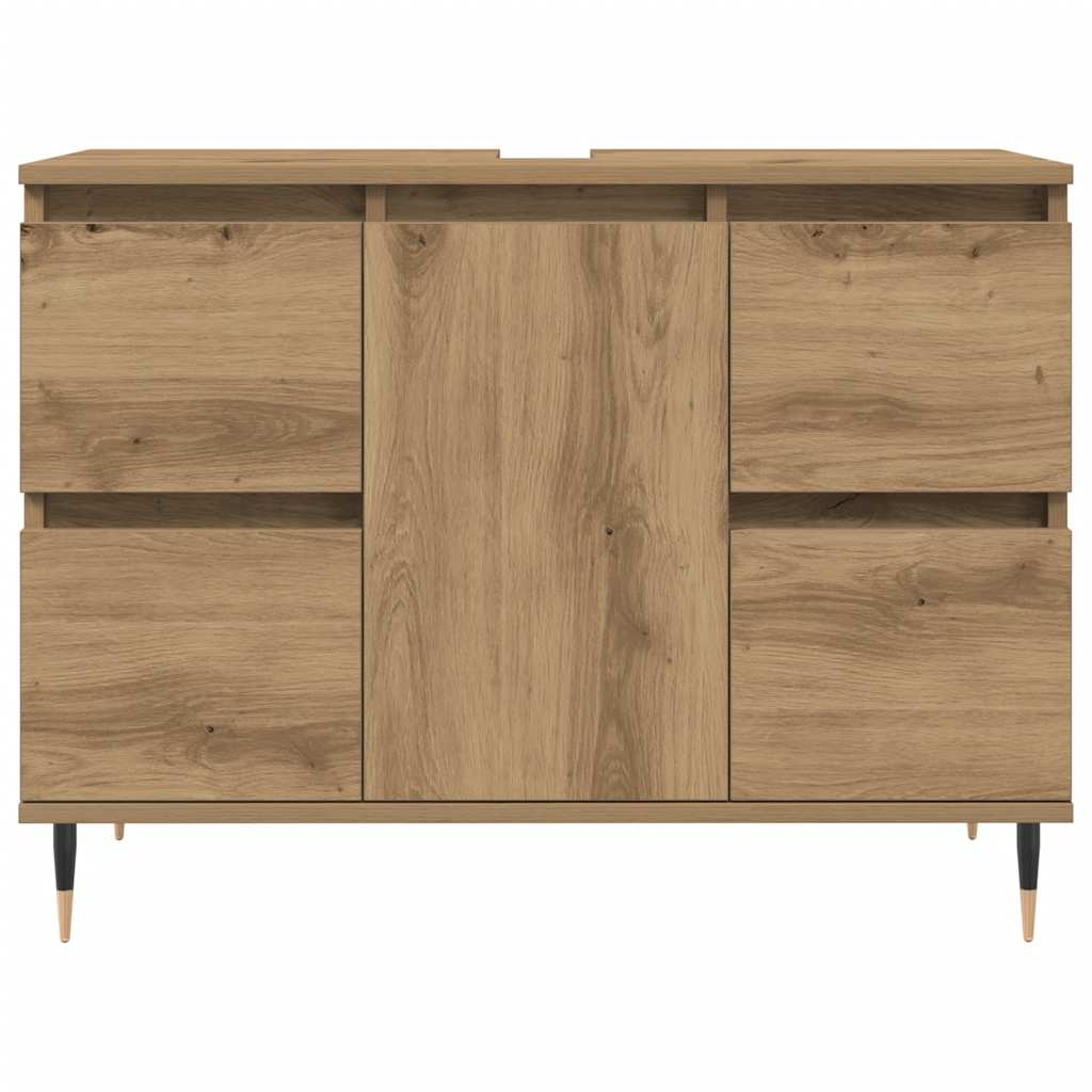 kézműves tölgy színű szerelt fa mosdószekrény 80 x 33 x 60 cm