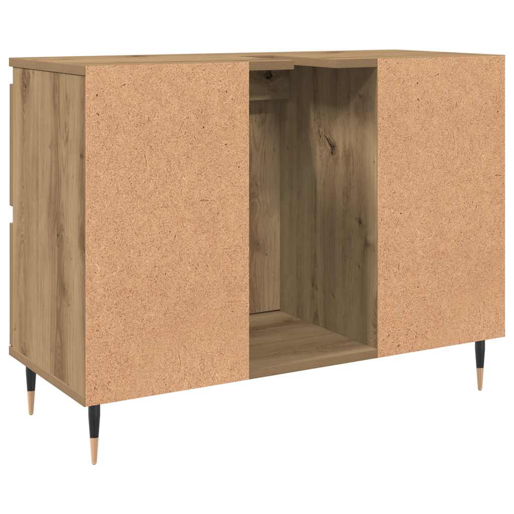 kézműves tölgy színű szerelt fa mosdószekrény 80 x 33 x 60 cm