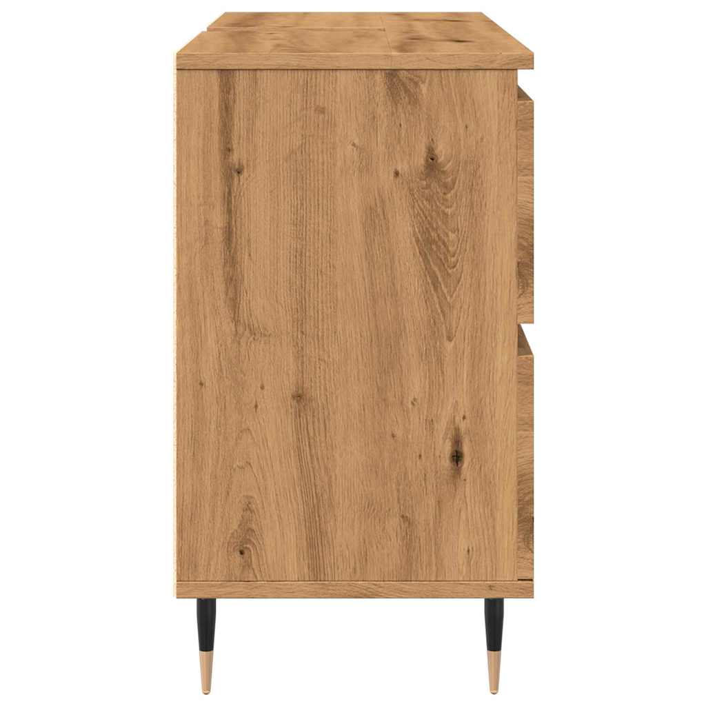 kézműves tölgy színű szerelt fa mosdószekrény 80 x 33 x 60 cm