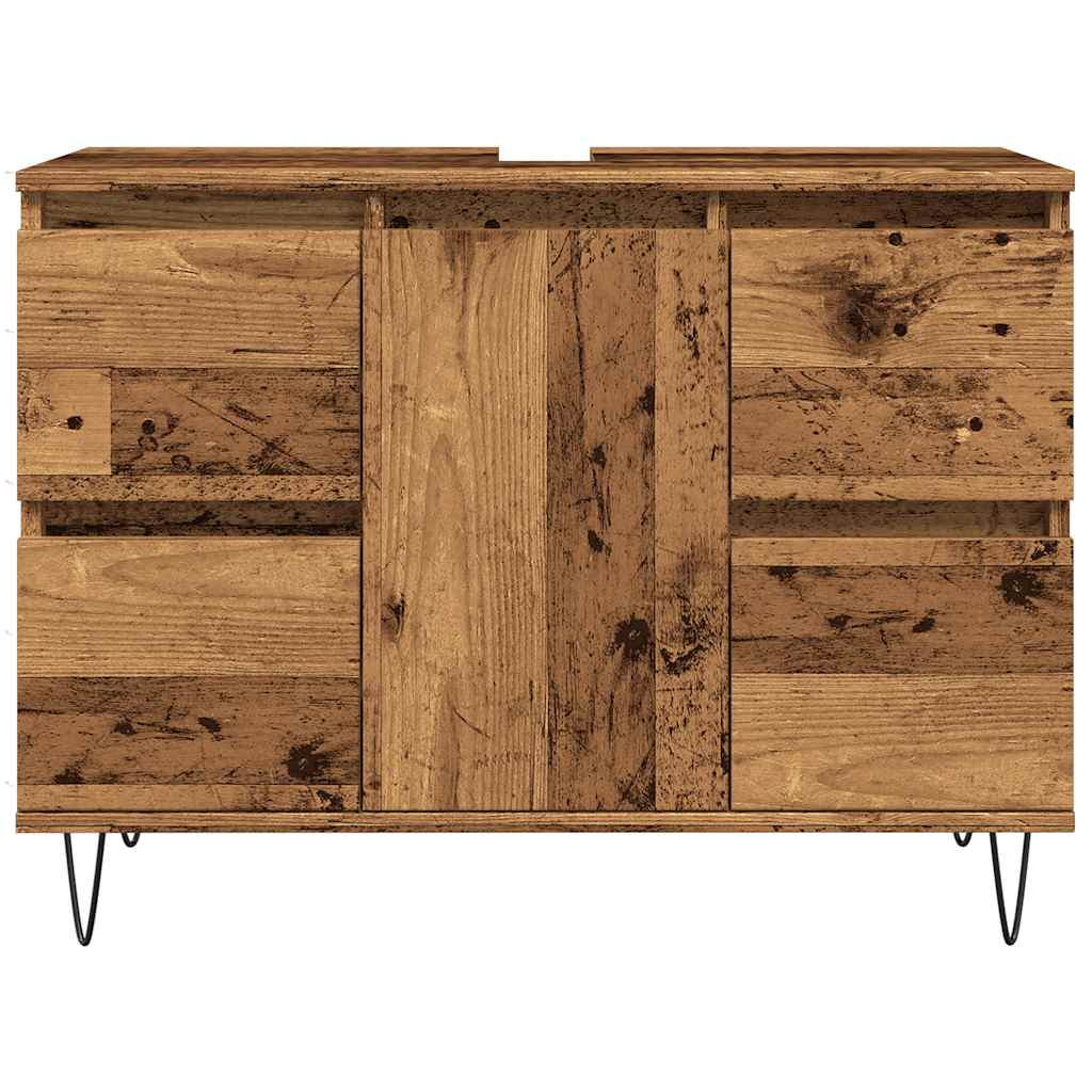 antik fa színű szerelt fa mosdószekrény 80 x 33 x 60 cm