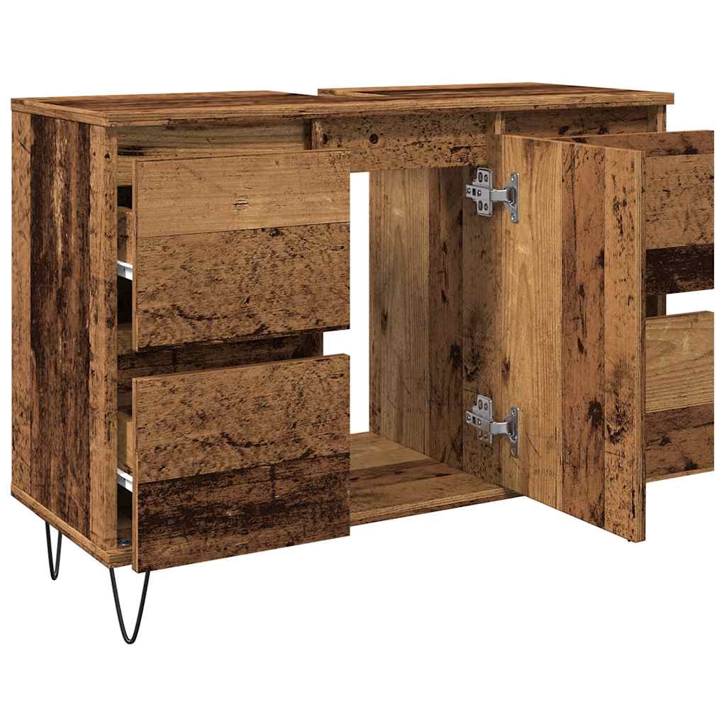 antik fa színű szerelt fa mosdószekrény 80 x 33 x 60 cm