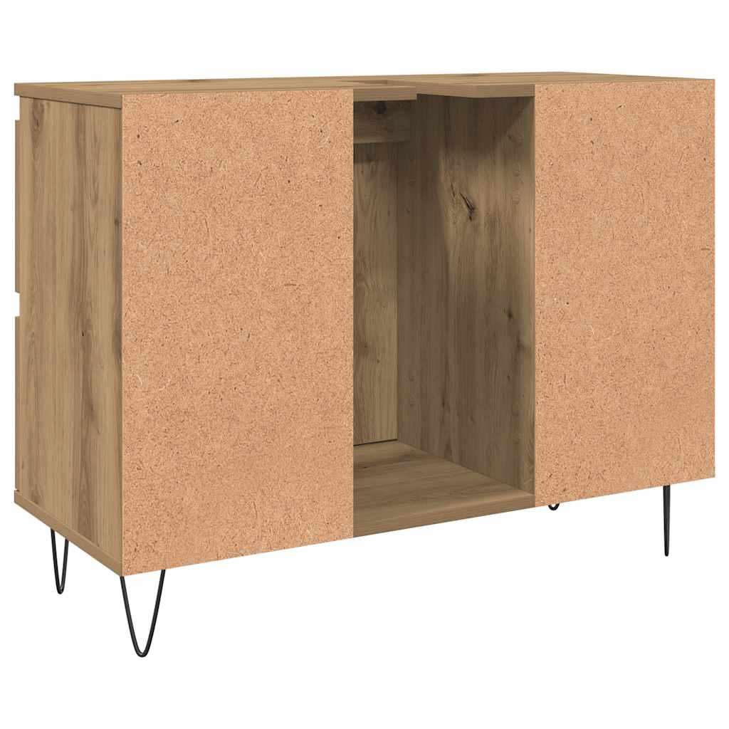kézműves tölgy színű szerelt fa mosdószekrény 80 x 33 x 60 cm