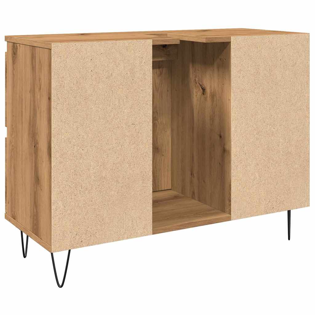 kézműves tölgy színű szerelt fa mosdószekrény 80 x 33 x 60 cm