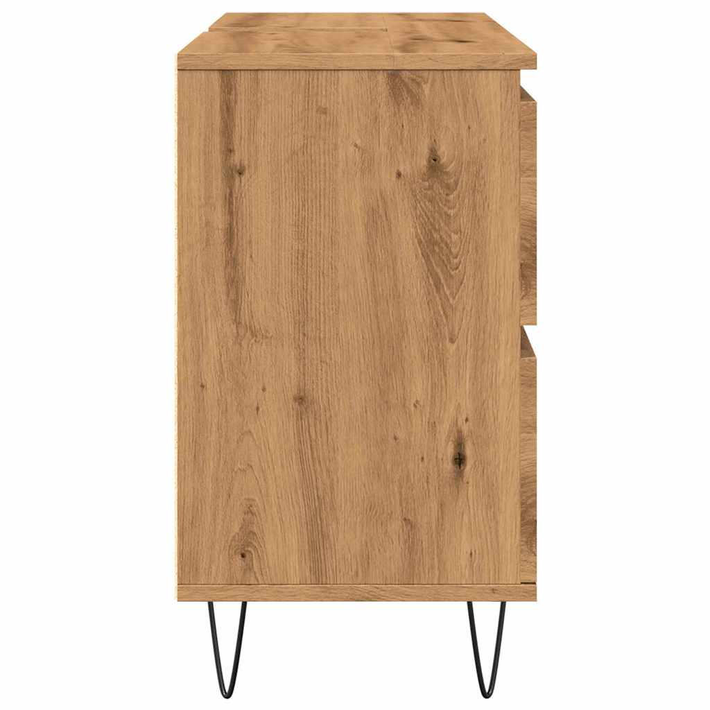 kézműves tölgy színű szerelt fa mosdószekrény 80 x 33 x 60 cm