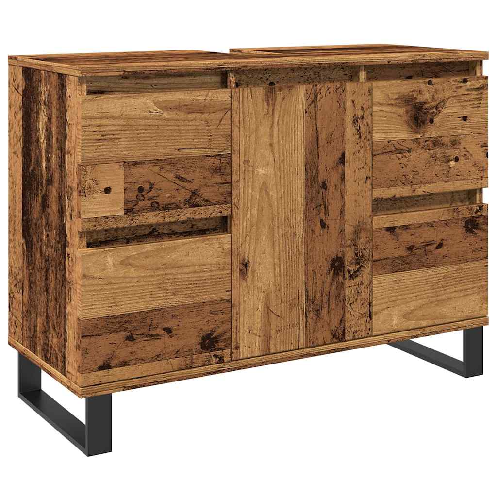 antik fa színű szerelt fa mosdószekrény 80 x 33 x 60 cm