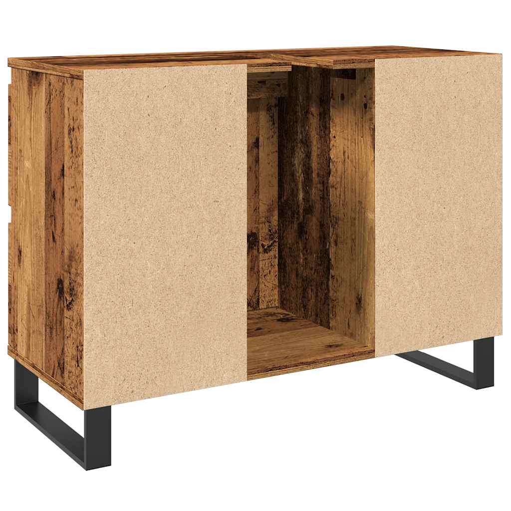 antik fa színű szerelt fa mosdószekrény 80 x 33 x 60 cm