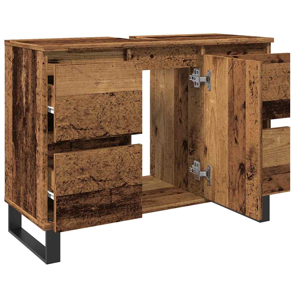 antik fa színű szerelt fa mosdószekrény 80 x 33 x 60 cm