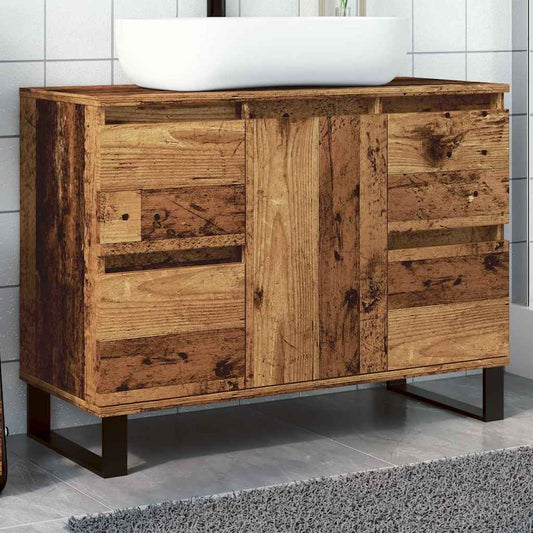 antik fa színű szerelt fa mosdószekrény 80 x 33 x 60 cm