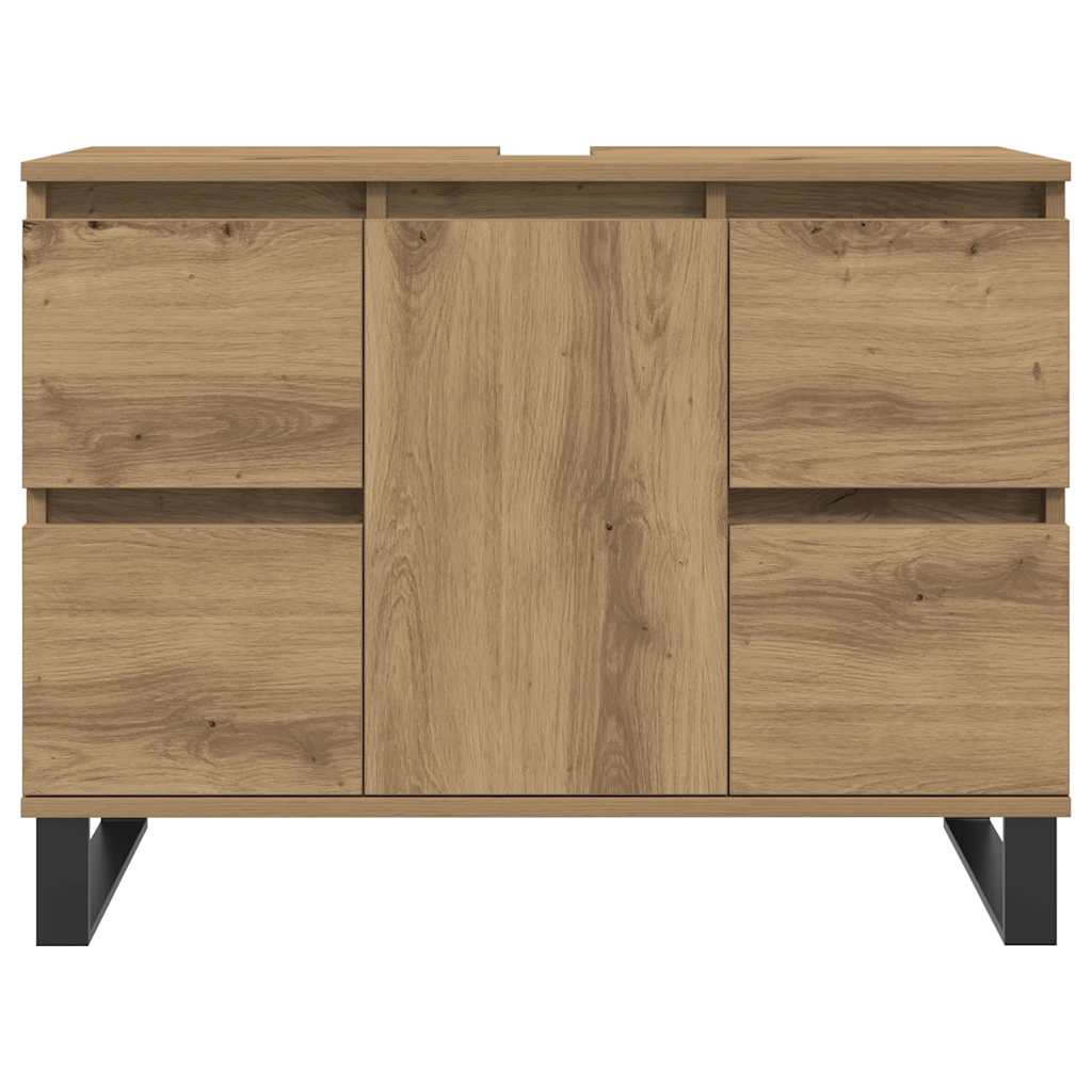 kézműves tölgy színű szerelt fa mosdószekrény 80 x 33 x 60 cm