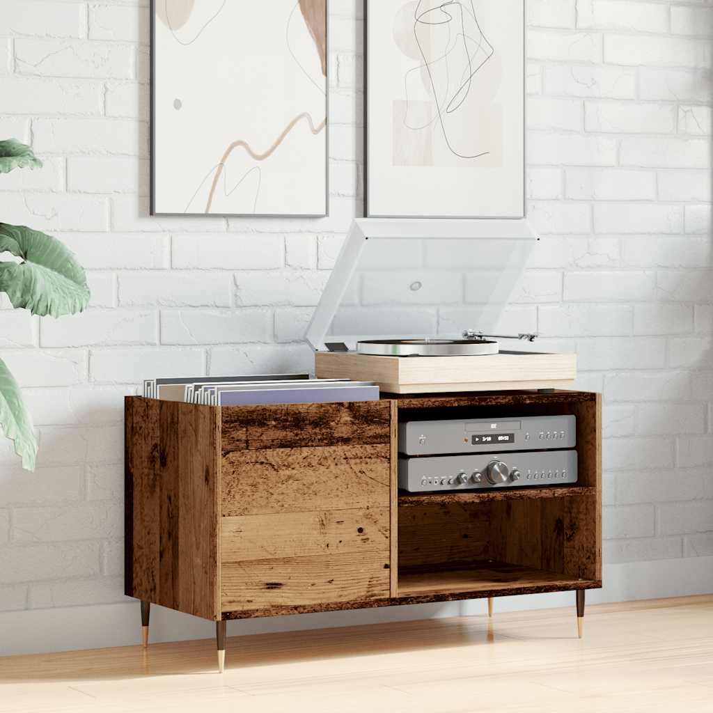 antik fa színű szerelt fa hanglemezszekrény 84,5x38x48 cm