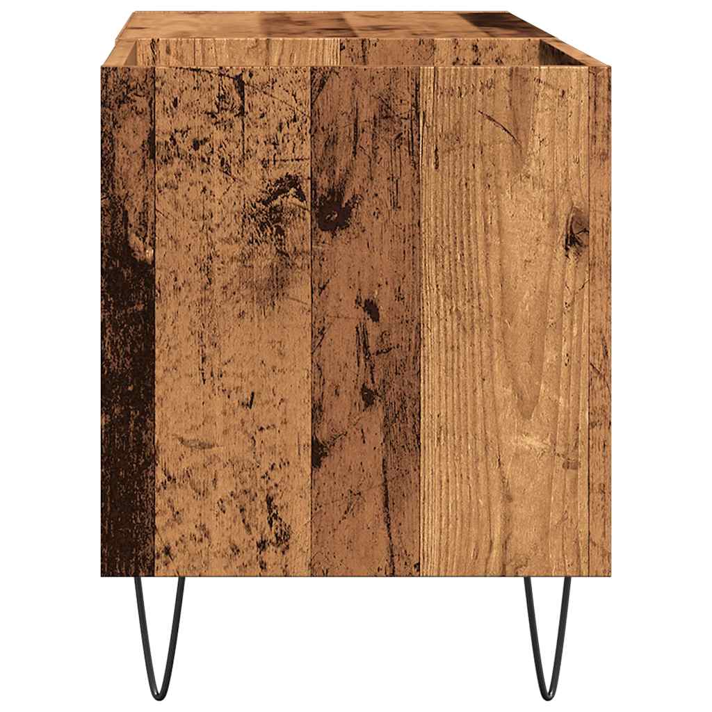 antik fa színű szerelt fa hanglemezszekrény 84,5x38x48 cm