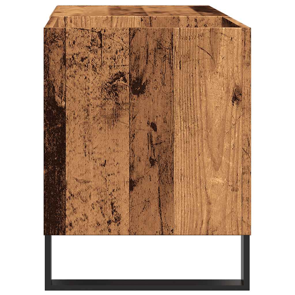 antik fa színű szerelt fa hanglemezszekrény 84,5x38x48 cm