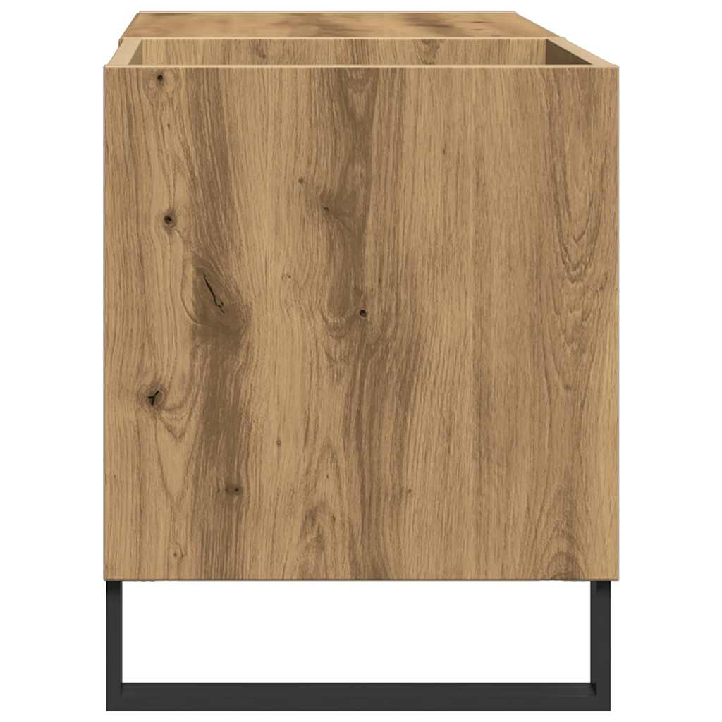 kézműves tölgy színű szerelt fa hanglemezszekrény 84,5x38x48 cm