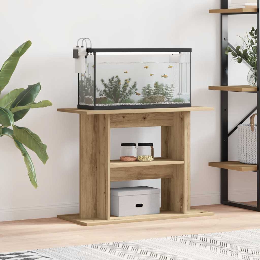 kézműves tölgyfa akváriumállvány 80 x 35 x 60 cm rétegelt fából