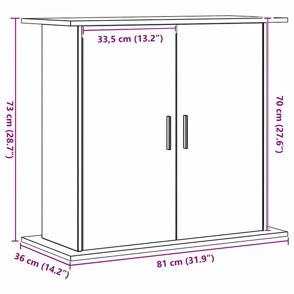kézműves tölgyfa akváriumállvány 81 x 36 x 73 cm rétegelt fából