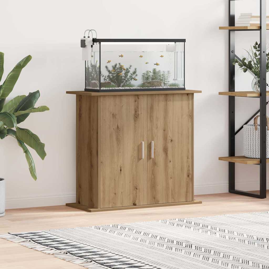 kézműves tölgyfa akváriumállvány 81 x 36 x 73 cm rétegelt fából