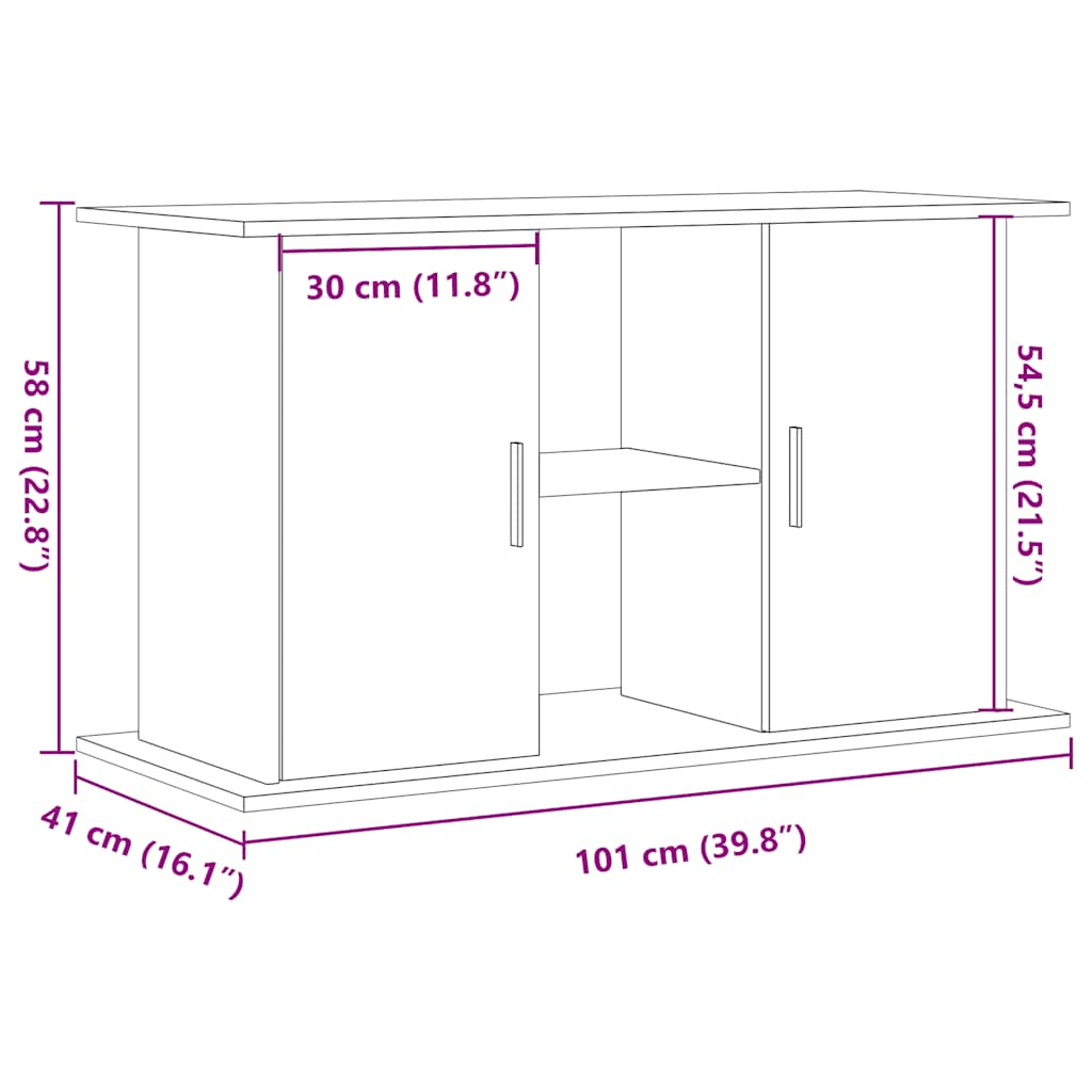 antik fa színű szerelt fa akváriumállvány 101x41x58 cm