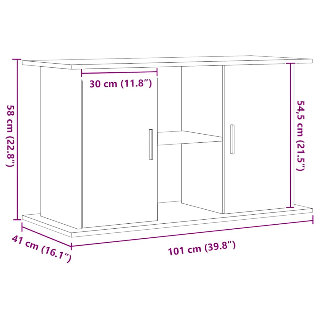 kézműves tölgyfa akváriumállvány 101 x 41 x 58 cm rétegelt fából