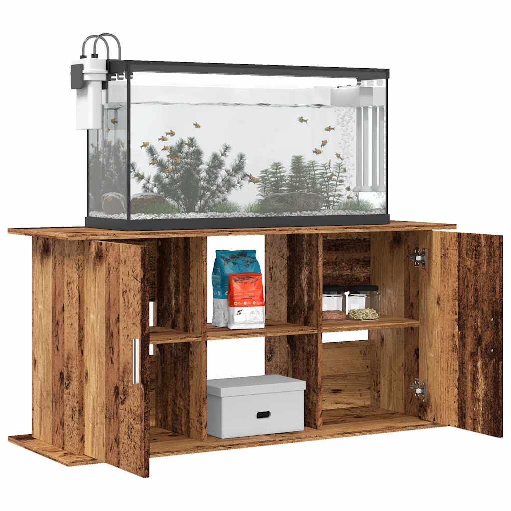 antik fa színű szerelt fa akváriumállvány 121x41x58 cm