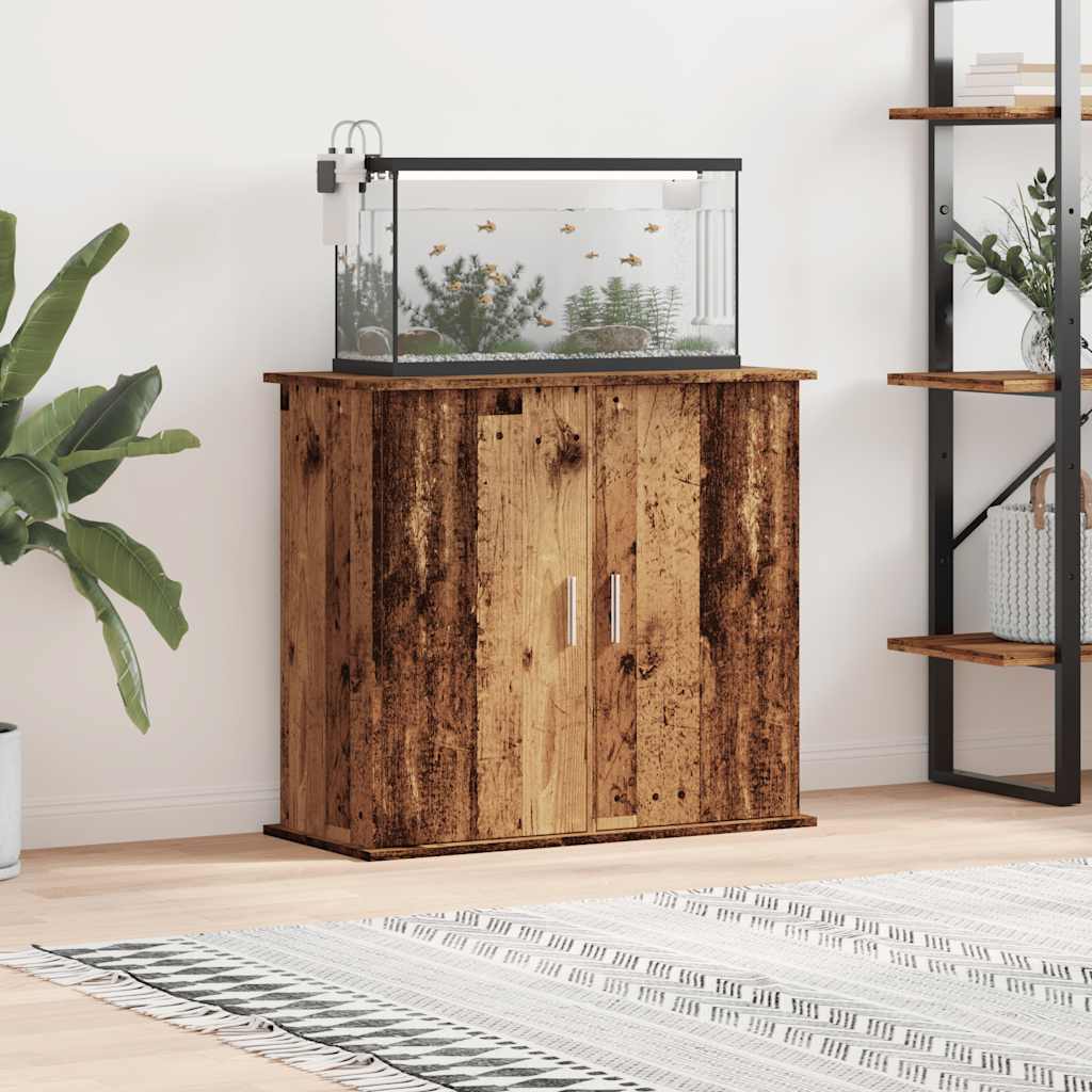 antik fa színű szerelt fa akváriumállvány 81x36x73 cm