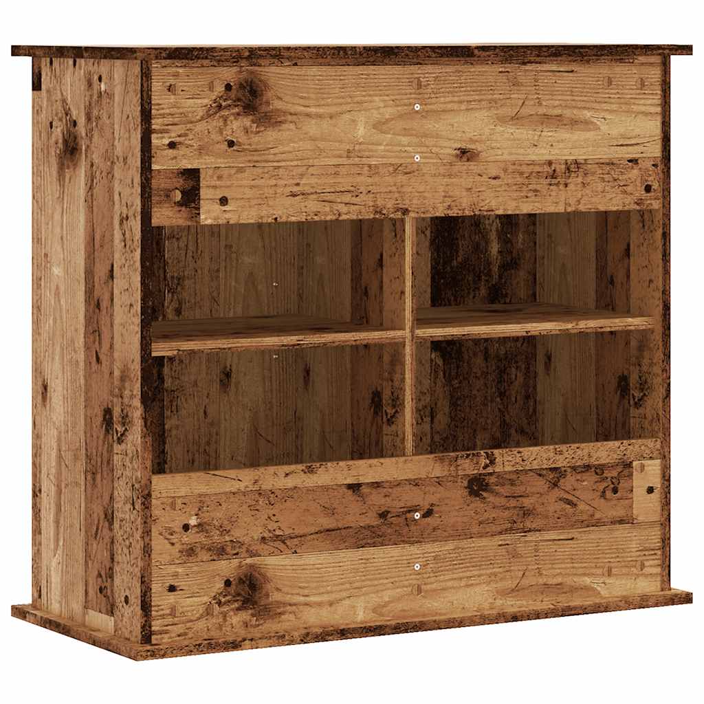 antik fa színű szerelt fa akváriumállvány 81x36x73 cm