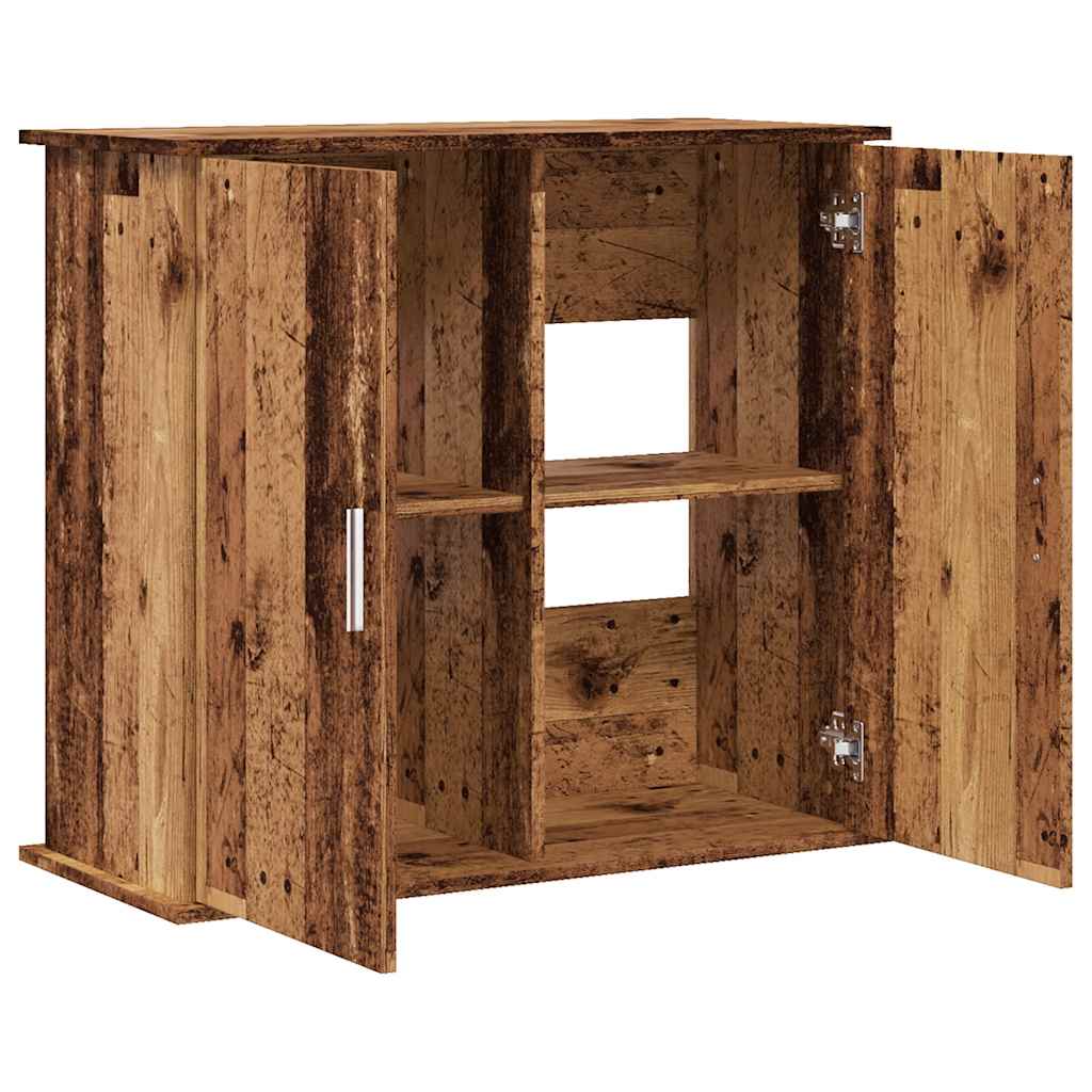 antik fa színű szerelt fa akváriumállvány 81x36x73 cm