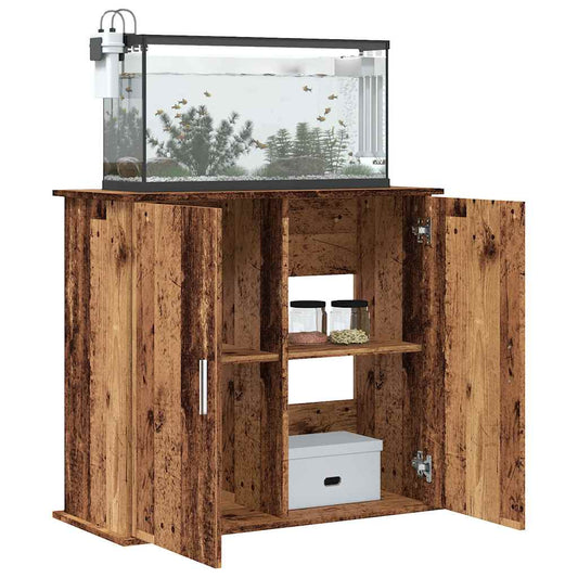 antik fa színű szerelt fa akváriumállvány 81x36x73 cm
