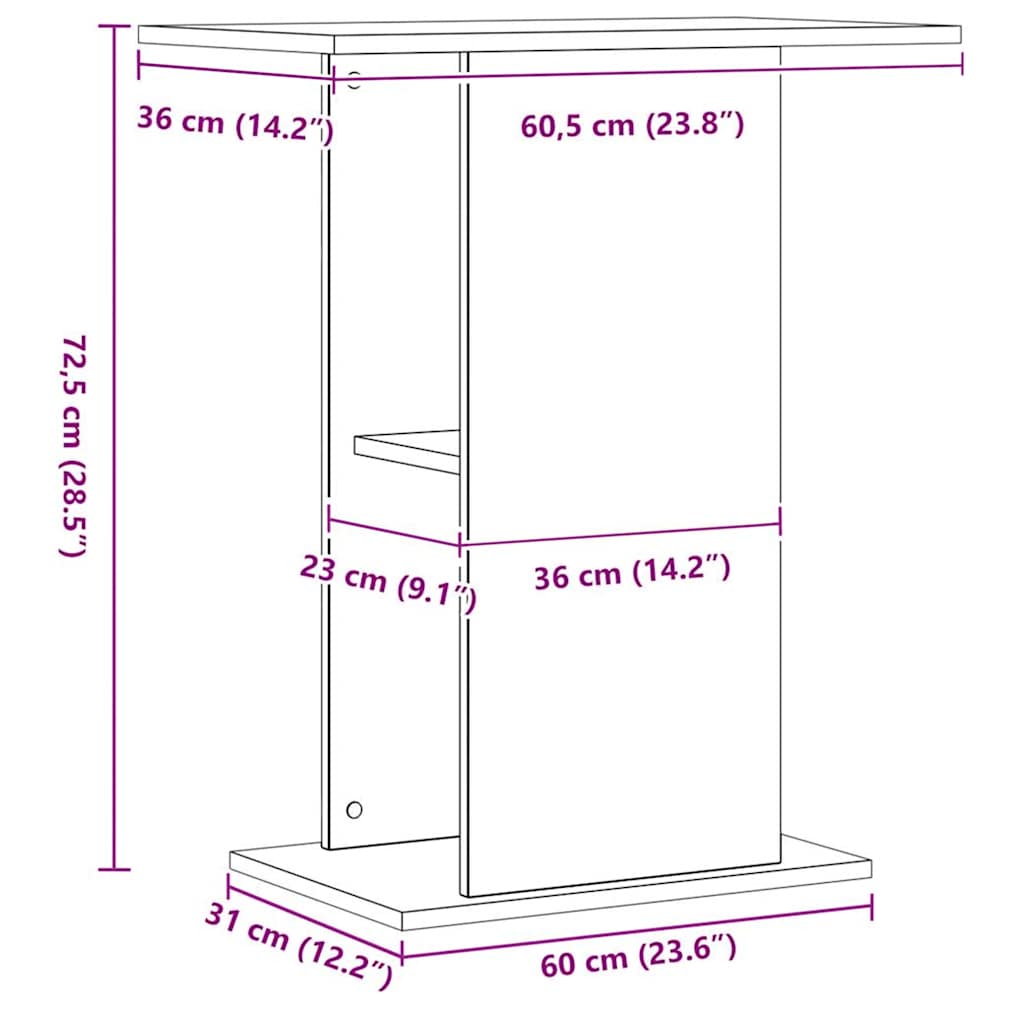 kézműves tölgyfa akváriumállvány 36 x 60,5 x 72,5 cm rétegelt fából