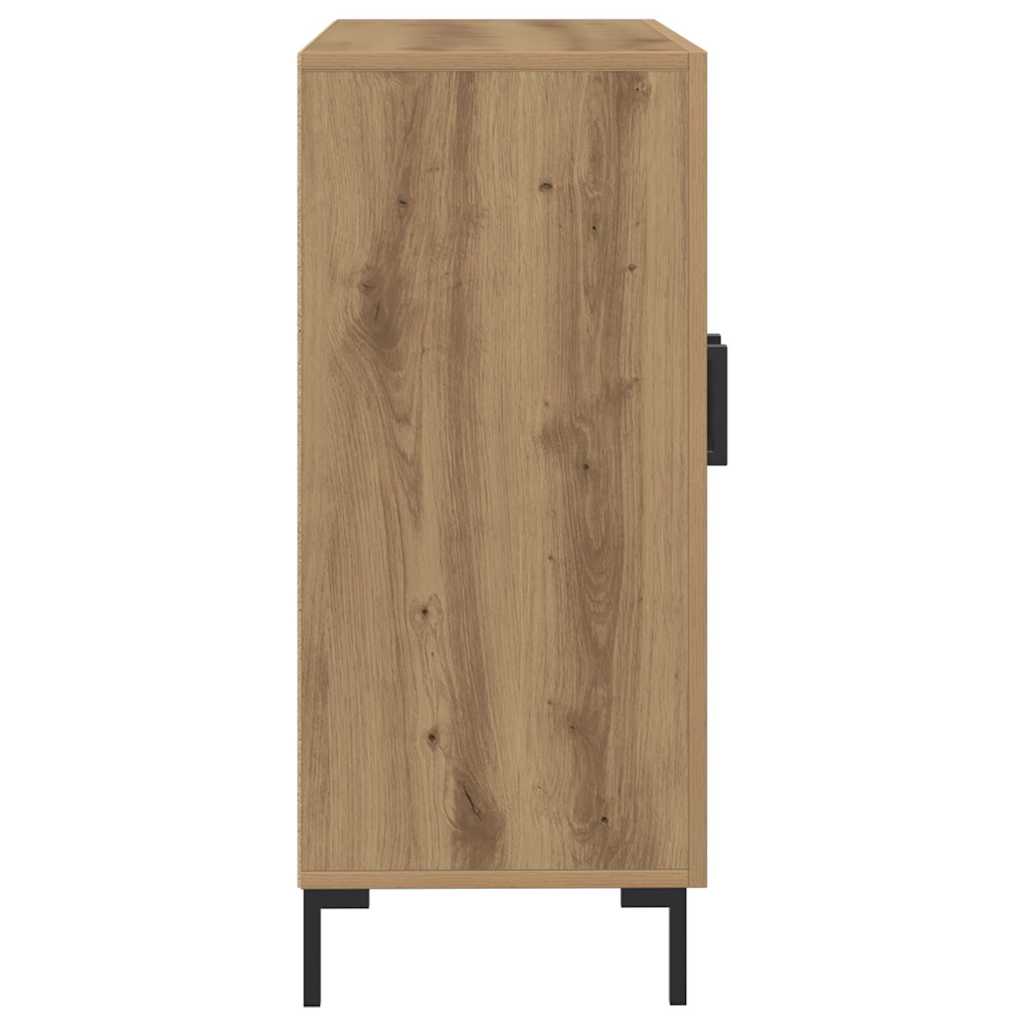kézműves tölgy színű szerelt fa tálalószekrény 90 x 34 x 80 cm